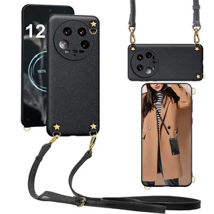 Echtleder Magnet Hülle Crossbody Case Handykette Magnet Cover Tasche für Xiaomi - Picture 1 of 10