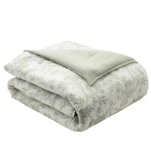 Laura Ashley Soft Cotton Full/Queen Comforter Set 7-Piece in Green Floral Design - Picture 1 of 6