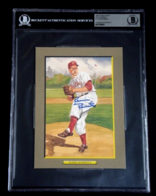 ROBIN ROBERTS BECKETT SIGNED PEREZ-STEELE GREAT MOMENTS BASEBALL HOF CARD #17 - Image 1 of 2