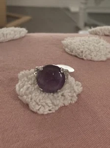 Purple Glass Stone Costume Ring Size P 18mm - Picture 1 of 2