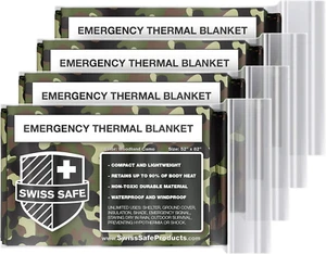 4 Pack Mylar Emergency Blankets for Survival - Compact & Insulated for Cold Weat - Picture 1 of 12