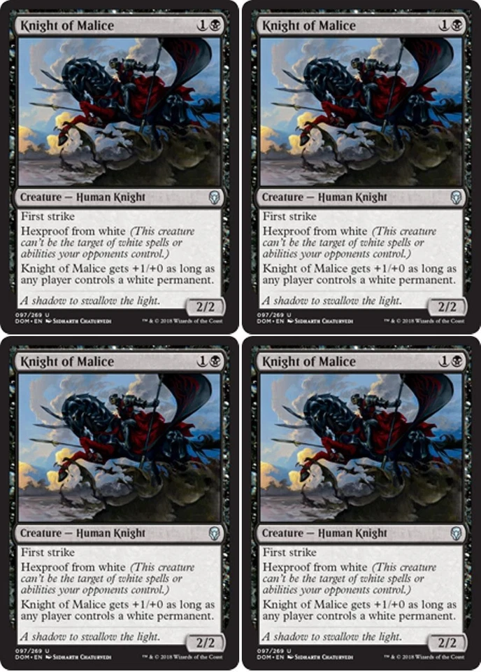 MTG - 4x KNIGHT OF MALICE - Dominaria (U) - Image 1 of 1