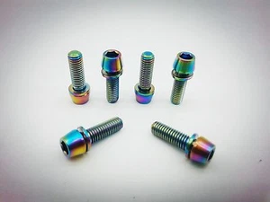 Pernos de vástago de bicicleta M5x18 mm titanio Ti cabeza cónica bicicleta cónica con lavadoras 6 piezas - Imagen 1 de 1