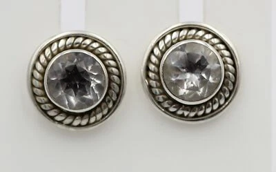 Nobile 0,58 Carati Topazio Bianco Orecchini 925 Argento Unisex Gioiello - Immagine 1 di 4