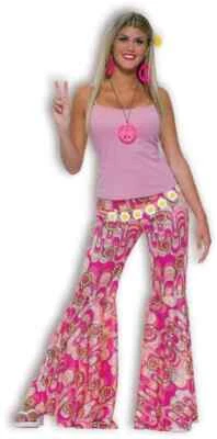 Flower Power Bell Pantalones Inferior Años 60 Hippie Halloween Adulto Disfraz Accesorio Foto 1 de 2
