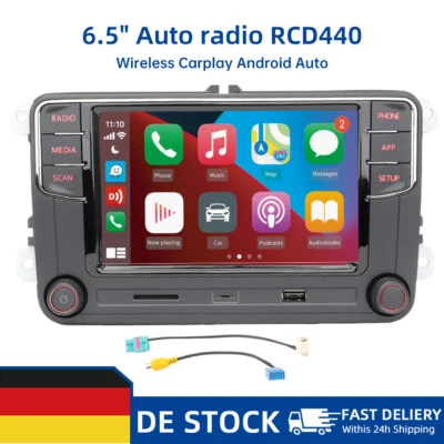 6.5" Wireless Android Auto CarPlay Radio RCD440 Plus RCD330 Für VW Golf MK6 CC - Bild 1 von 4