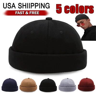 Retro Sin Ala Hombres Sombrero Calavera Gorra Marinero Gorro Puño Enrollado Pintura Ajustable Foto 1 de 4