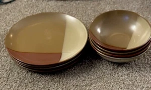 8 Piece Sango Gold Dust Sienna 5039 4 Dinner Plates 5 Bowls - Picture 1 of 15