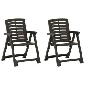 NNEVL Garden Chairs 2 pcs Plastic Anthracite - Picture 1 of 5