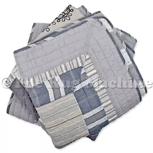 DESIGNER OLGA PATCHWORK GREY COVERLET THROW QUILT BLANKET (XL) 150x150cm **NEW** - Picture 1 of 3