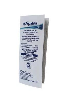 Aquatabs 49mg Water Purification Tablets (100 Pack). Water Filtration System ... - Image 1 of 4