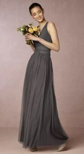 BHLDN Edith Maxi Wedding Bridesmaid Dress Gown Grey Size 18 $240 Anthropologie - Picture 1 of 8