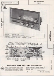 1963 FULLTONE WL-100 RADIO INTERCOM SERVICE MANUAL SCHEMATIC REPAIR PHOTOFACT - Bild 1 von 1