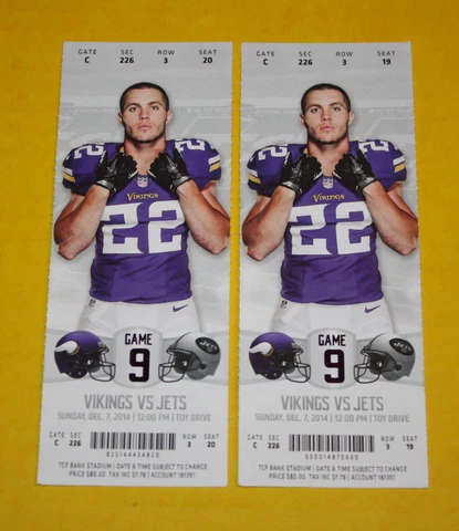 Minnesota Vikings Ticket Stub | December 7 2014 | Sheldon Richardson 3 Sacks Cover