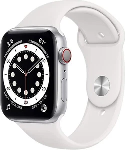 Apple Watch Series 6 44mm (GPS + Cellular) Aluminum Silver White Sport Band-Good - Zdjęcie 1 z 3