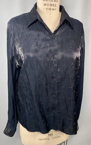 Blusa Top Vintage TALLA GRANDE Negro Espejo Organza Brillo Bordado Años 90 Y2K - Imagen 1 de 11