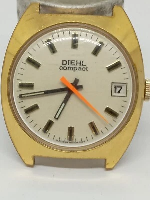 VINTAGE Germany Made DIEHL COMPACT Junghans Cal. 623 Gold Plated Case Watch  - Image 1 of 4
