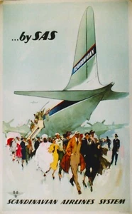 Original vintage poster SAS SCANDINAVIAN AIRLINES c.1950 Nielsen - Picture 1 of 1