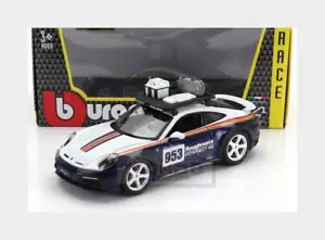 1:24 BURAGO Porsche 911 992 #953 Rally Dakar Roughroads 2023 White Blue BU28029 - Picture 1 of 2