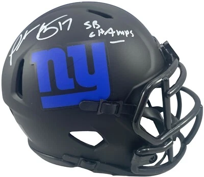 Mini capacete Plaxico Burress autografado com inscrição Eclipse New York Giants PSA - Imagem 1 de 4