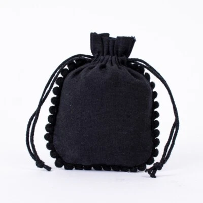 50 PCS Black Cotton Drawstring Personalized Jewelry Packaging Bags 3x4 Inch - Image 1 of 4
