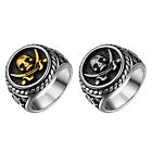 Men's Vintage Stainless Steel Skull Ring Pirate Knife Cocktail Party Biker Band