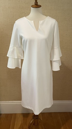 OFF WHITE NWT J McLaughlin Letty Dress Bell Sleeves Size Large Ivory Off White