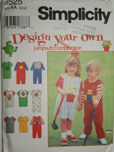 Jumpsuit Bib One Piece Sewing Pattern Simplicity Toddler 1/2 1 2 Short Long UC F - Picture 1 of 6