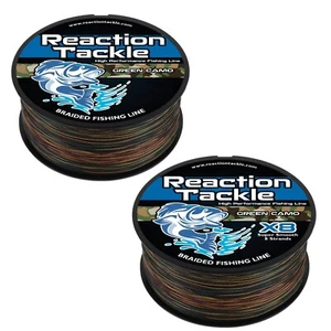 Reaction Tackle Braided Fishing Line Green Camouflage 4 and 8 Strand Braid - Picture 1 of 52