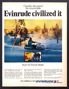 1970 Evinrude Skeeter moto de nieve foto ""Evinrude Civilized It"" anuncio impreso vintage - Imagen 1 de 1