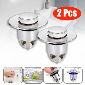 2Pcs Bathtub Drain Stopper Bathroom Bath Tub Sink Waste Pop-Up Plug Replacements - Picture 1 of 10