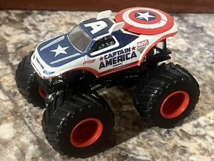 HOT WHEELS MONSTER JAM CAPTAIN AMERICA BLUE WHITE & RED 1:64 DIECAST 3.5" TRUCK - Picture 1 of 5