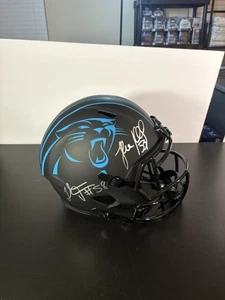 Luke Kuechly & Thomas Davis signierter F/S Rep schwarzer Mondhelm Panthers selten BAS - Bild 1 von 12