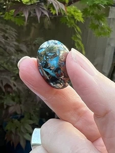 Turquoise Blue W Pyrite Cabochon Natural Stone Jewellery Making Collecting 40 - Picture 1 of 13
