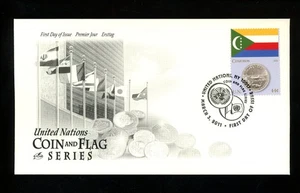Postal History UN FDC NY #1022h Artcraft Coin Flag Series Comoros 2011 - Picture 1 of 2