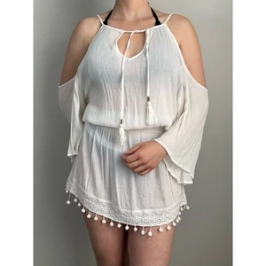 Ella Moss White Embroidered Cold Shoulder Cover-up Size Large - Picture 1 of 9
