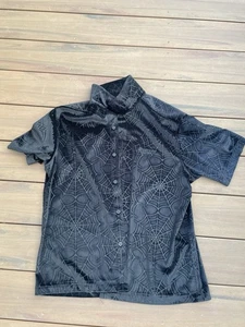 Supreme Spider Web Shirt small Black Velvet Button Up Streetwear New York - Picture 1 of 6
