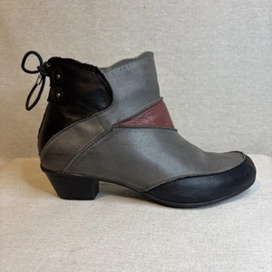 Aetrex Samantha Stiefel Damengröße 8M schwarz grau Leder Patchwork Stiefeletten - Bild 1 von 14