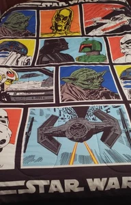 Vtg Star Wars Reversible Color Block Comforter 72" X 84" Darth Vader R2D2 C3P0 - Picture 1 of 6