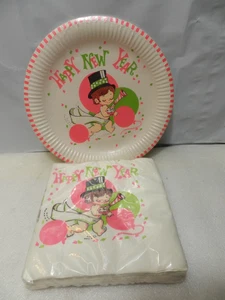 Vintage Happy New Year Paper Napkins/Plates Sealed Retro Party Decor Baby  Z98J - Picture 1 of 6