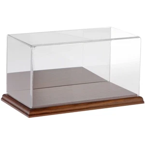 Plymor Clear Acrylic Case w/ Hardwood Base (Mirror Back), 10" W x 5" D x 5" H - Picture 1 of 2