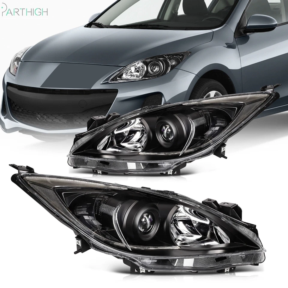 Conjunto de faros para Mazda 3 (5 velocidades) 2010 2011 2012 2013 carcasa negra L+R Foto 1 de 4