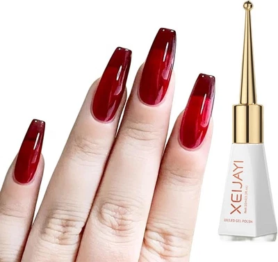 CLY AMS Bright Red Jelly Gel Polish - Clear Red Cherry Soak Off UV/LED Nail Art Profess