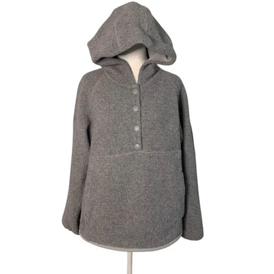 Outdoor Voices Women’s Medium Gray Pullover Quarter Snap Wool Blend Teddy Jacket - Image 1 of 4