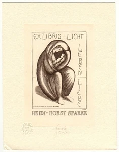TADEUSZ SZUMARSKI: Exlibris für Heidi & Horst Sparke, Mutter mit Kind - Bild 1 von 1