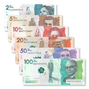 Colombia Full Set: 2,000–100,000 Pesos, 2015+, B993–B998, P458–P463, UNC - Picture 1 of 9