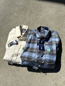 (2) Camisas de vestir Stafford Travel Oxford para hombre 18 (36-37) ajuste X alto sin arrugas - Imagen 1 de 11