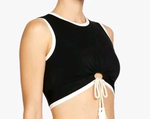 ¡NUEVO! $118 CAMISETA BIKINI TOP ROBIN PICCONE TIERNA NEGRA/CREMA TALLA M - Imagen 1 de 8