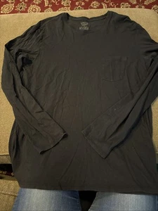 Mens Vince T-Shirt XL Solid Black Crew Pima Cotton Long Sleeve (AC) - Picture 1 of 3