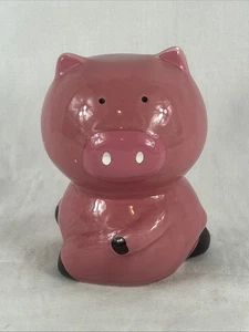 Salvadanaio PIg Rosa 4,5" Accenti Nero Seduto Fattoria Animali Collezione Monete - Foto 1 di 6